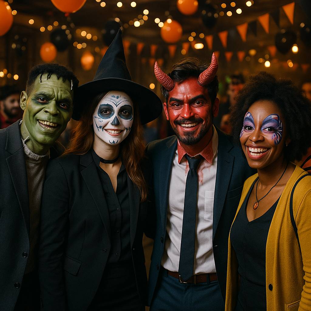 MBA students at a Halloween party. Which was possible thanks to the Brujo Method's low-cost gmat prep courses