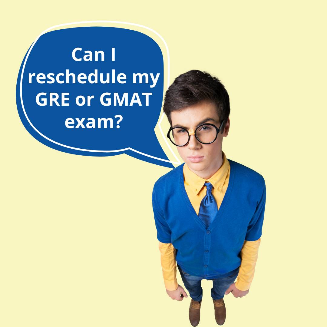Man wondering: Can I reschedule my GRE or GMAT exam? Which would be easier to ace with the Brujo Method's GRE and GMAT prep courses
